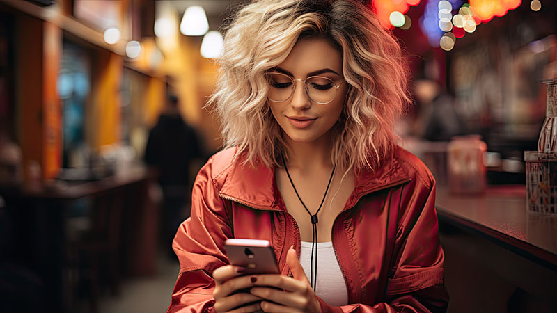 young woman looking at her phone